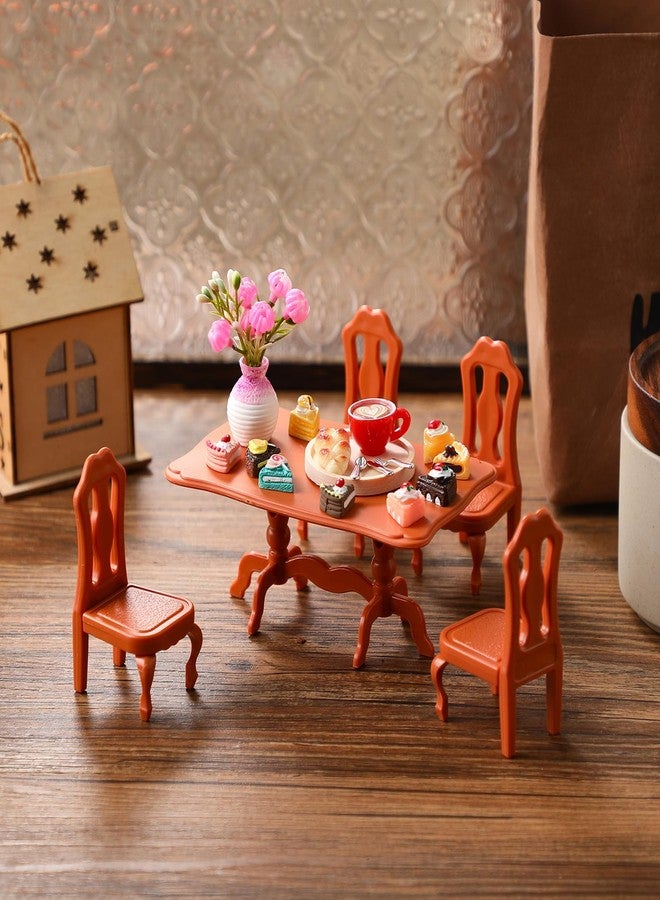 Arrowbash 40 Pieces Miniature Dollhouse Accessories Doll House Furniture Mini Tea Party Set Resin Dollhouse Table Chair Cake Food Sets Play Toys for Dining Room Kitchen Decor Accessories Gifts - Image 4